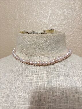 Pink Freshwater Pearl Necklace Choker Magnetic Clasp Vintage Elegant